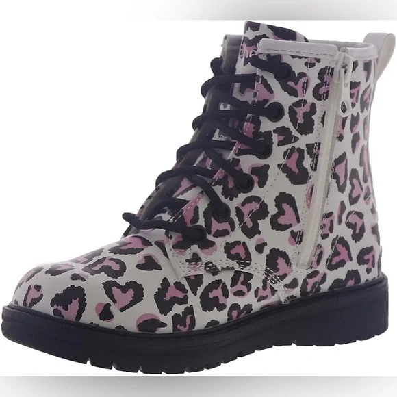 Skechers Gravlen NWOT Boots Excellent Cond.Pink Hearts Size 1 Youth Leopard - Picture 3 of 6